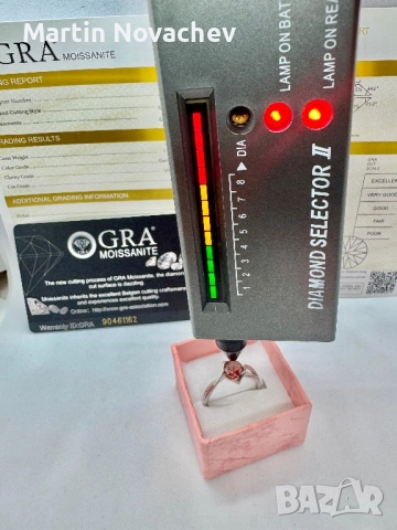 Сребърен пръстен с мойсанит (Диамант) 1 карат, снимка 13 - Пръстени - 52369754