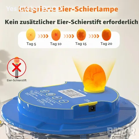 MYPIN автоматичен инкубатор за 18 яйца, снимка 3 - За птици - 55922533