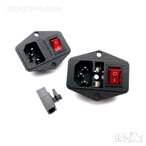 Електрически контакт за променлив ток, 3-пинов с копче и бушон, AC-01A, 15A, 220V + кабели, снимка 5 - Друга електроника - 41725604