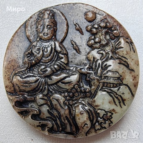 БУДА ?? РЕЛИГИЯ ЕСТЕСТВЕН НЕФРИТ АЗИЯ ТАЛИСМАН АМУЛЕТ , снимка 2 - Антикварни и старинни предмети - 41786013