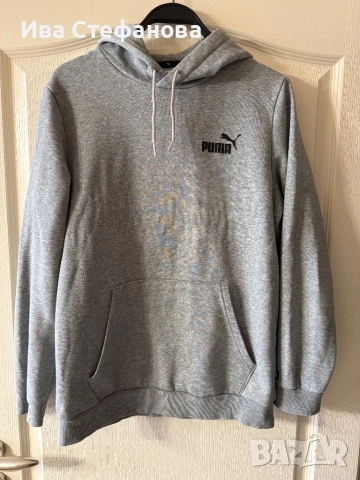 Wow 🩶сива оригинална маркова качулка ватирана блуза худи суичър сива Puma Пума . 100’%!оригинална, снимка 2 - Спортни дрехи, екипи - 52467393