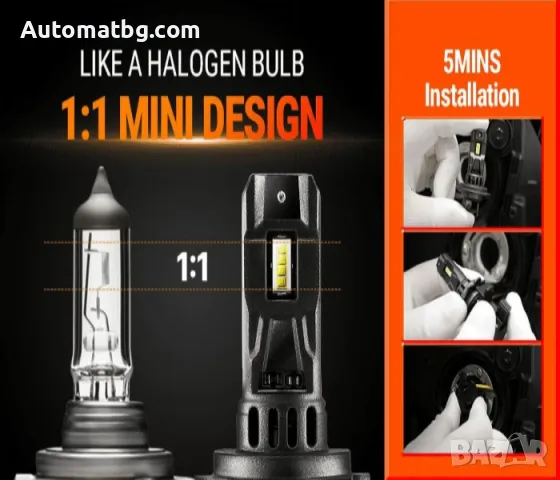 LED крушки Automat, Canbus, Mini, H13, 60W, 12000LM, 12V, 6000K, снимка 4 - Аксесоари и консумативи - 48936342