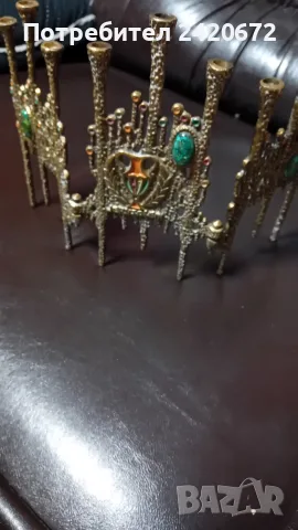 бронзов свещник Менора с тюркоаз