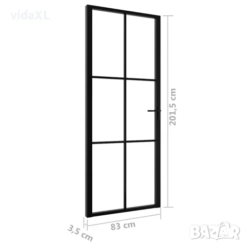vidaXL Интериорна врата, ESG стъкло и алуминий, 83x201,5 см, черна, снимка 6 - Входни врати - 56146237