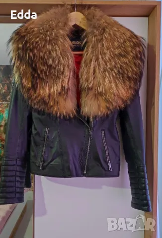 Кожено яке естествен косъм 