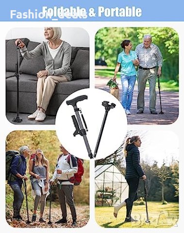 Нов Сгъваем бастун с регулируеми височини LED светлина Жени Мъже възрастни хора, снимка 2 - Други стоки за дома - 41991056