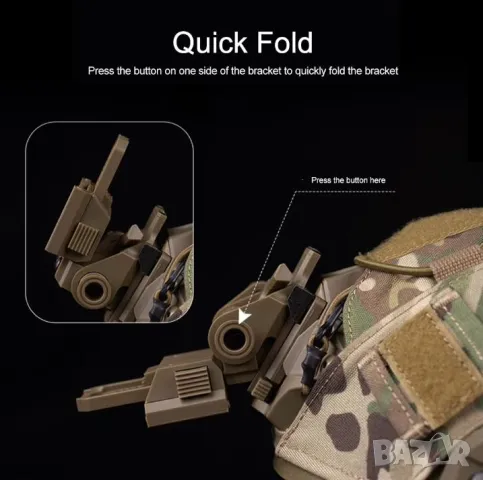 Стойка Държач Монтажна Скоба за Монтаж към Каска NVG L4 G24 L4G24 PVS15 PVS18 GPNVG18 FAST OPS Лента, снимка 3 - Оборудване и аксесоари за оръжия - 48889924