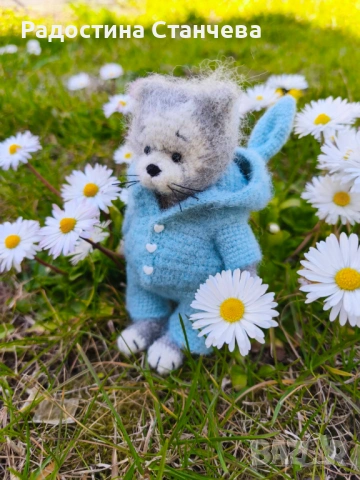 МАЛКО ПУХКАВО ПЛЕТЕНО КОТЕ - АЛПАКА, КОПРИНА, снимка 2 - Плюшени играчки - 53872625