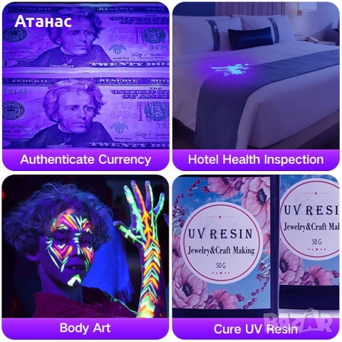 UV фенер 21 LED ултравиолетово фенерче ултравиолетов фенер, снимка 3 - Оборудване и аксесоари за оръжия - 53440327