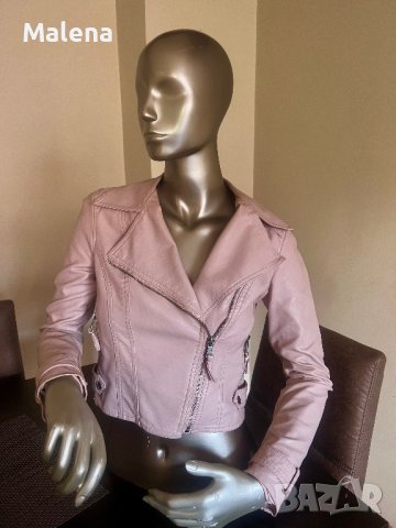 Дамско кожено яке в бебешко розов цвят !, снимка 2 - Якета - 42108191