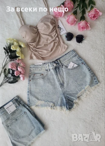 Дамски Къси Дънкови Панталонки С Прозрачни Камъчета🔝Дамски Къси Дънки Код BS-38, снимка 5 - Къси панталони и бермуди - 51242622