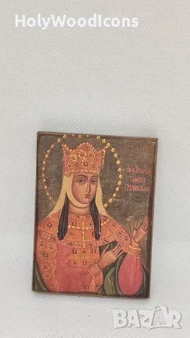 Дървена икона Света Тамара (Царица Грузинска) – Ръчна изработка, снимка 4 - Икони - 56127070