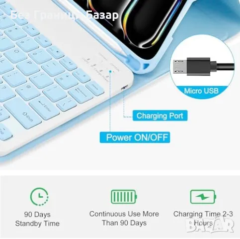 Нов Модерен калъф за таблет iPad Pro 11" 2024 с отделяща се клавиатура, снимка 6 - Друга електроника - 47415835
