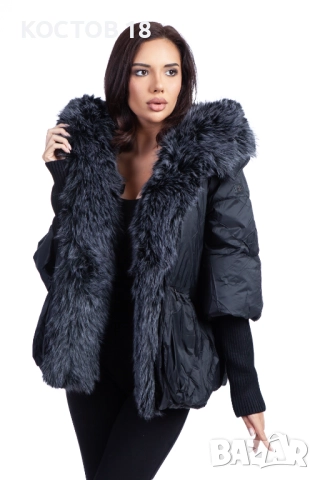 Зимно дамско яке с качулка 4070, яка от изкуствен косъм, снимка 18 - Якета - 52500655