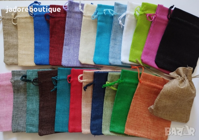 24 броя Ленени цветни торбички за подаръци