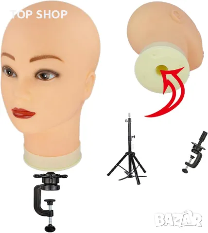 НОВИ глави на манекен + стойка, лек многофункционален модел глава на манекен дамска, черна основа, снимка 3 - Други - 49421417