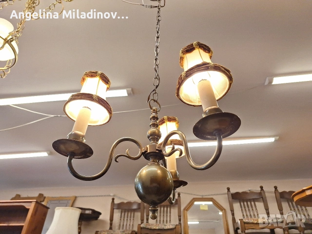 Винтидж полилей месинг , снимка 2 - Полилеи - 53773840