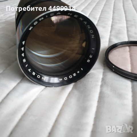 Обектив Konica HEXANON 200mm F/3.5 с фиксирано фокусно, снимка 2 - Обективи и филтри - 52570869