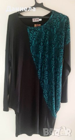 Елегантна туника в черно и зелено
