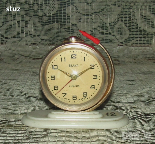 Будилник Слава "Спутник" (No:12) , снимка 2 - Антикварни и старинни предмети - 53786100