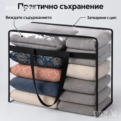 Чанта органайзер за съхранение на дрехи и домашен текстил 40 л, снимка 4 - Органайзери - 56103149