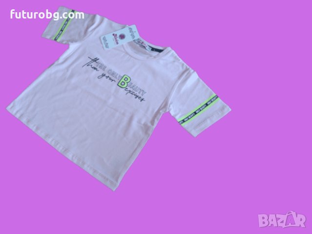 Розова тениска с надписи за момиче, снимка 2 - Детски тениски и потници - 41311032