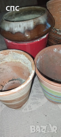 Комплект стари керамични саксии , снимка 3 - Стайни растения - 53752095