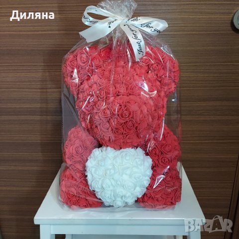  Мече от рози 35 см или 25 см , снимка 2 - Декорация за дома - 44291970