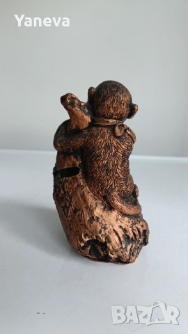 "Трите мъдри маймуни"( 4 см ), бронзова миниатюра и касичка маймунка( 12 см). , снимка 6 - Статуетки - 52978347