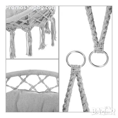 ПРОМОЦИЯ! Люлка- хамак с възглавница, Товароносимост 120 кг, Сив, снимка 4 - Градински мебели, декорация  - 49479455