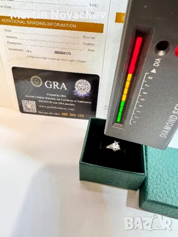 Сребърен пръстен с мойсанит (Диамант) 0.5 карата, снимка 12 - Пръстени - 48786927