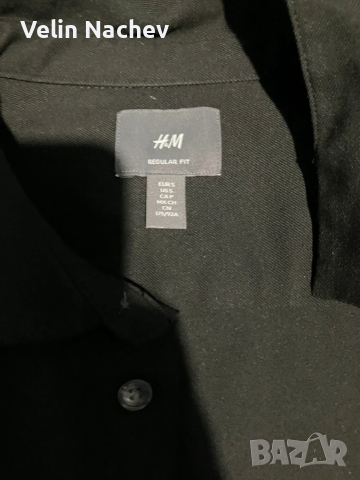 Мъжка черна риза H&M – Regular Fit, снимка 2 - Ризи - 53421634