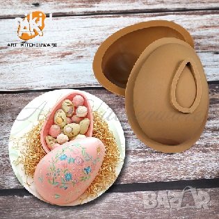 3D Великденско яйце черупка силиконов молд шоколадово за шоколадова изненада пълнене шоколад торта, снимка 5 - Форми - 35823984