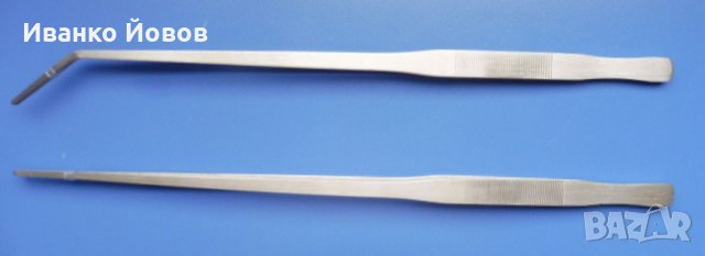 Пинсети -  големи, здрави, удобни, полезни, неръждаеми, 2 вида: права, извита, 2 размера: 38 и 48 см, снимка 4 - Други инструменти - 44292181
