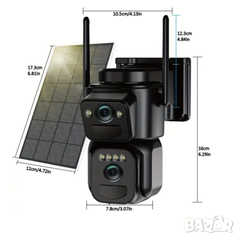 Нискоенергоемка CCTV Камера 1080P WiFi, соларен панел и издържлива батерия , снимка 2 - IP камери - 51946985
