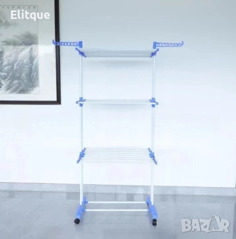 Сгъваем сушилник за дрехи на колелца – практична стойка за сушене на пране, снимка 4 - Други стоки за дома - 52902175