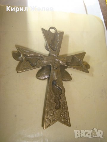 СТАР БРОНЗОВ ФЛОРАЛНО ОРНАМЕНТИРАН ГОЛЯМ НАГРЪДЕН КРЪСТ РЯДКА КРАСИВА ИЗРАБОТКА 24894, снимка 9 - Антикварни и старинни предмети - 34561183