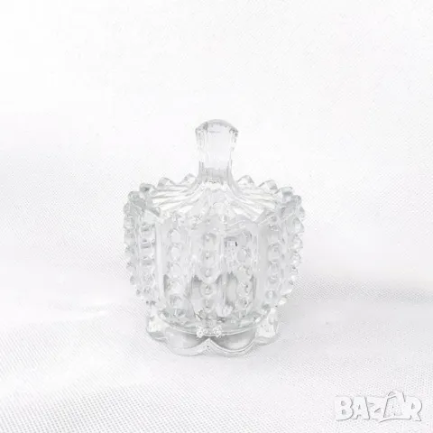 Стъклена захарница с капак , снимка 2 - Други - 48858798