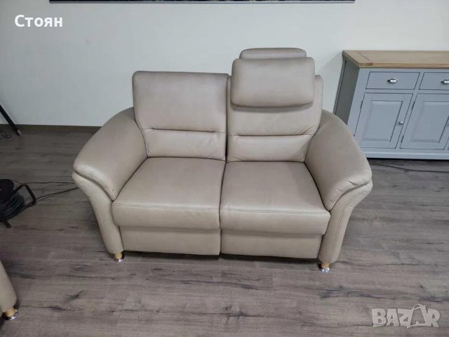 Комплект кожени дивани тройка и двойка цвят камел с ел. релакс, снимка 3 - Дивани и мека мебел - 44244992