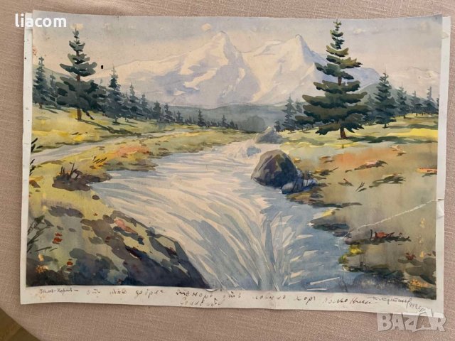 КАЗИМИР СУЛТАНОВ акварел пейзаж 1940 г., снимка 4 - Картини - 33806710