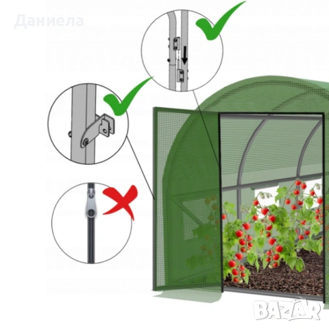 Градинска оражнерия с врата на панти - здрава и стабилна конструкция 6 х 3 х 2м, снимка 10 - Оранжерии - 53617151
