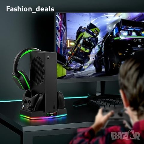 Нова Охлаждаща стойка Бяла за Xbox Series S със зарядна станция и RGB светлина, снимка 8 - Друга електроника - 42403113