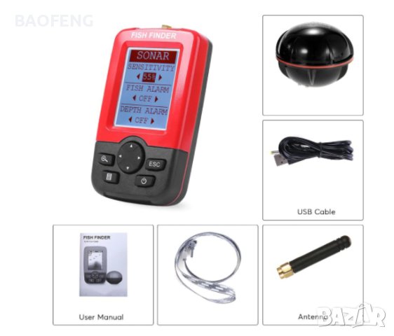 %Промо Нови Fish Finder XJ-01 Ultra безжичен ехолог Сонар за откриване на рибни пасажи гаранция 12м, снимка 16 - Въдици - 41666305