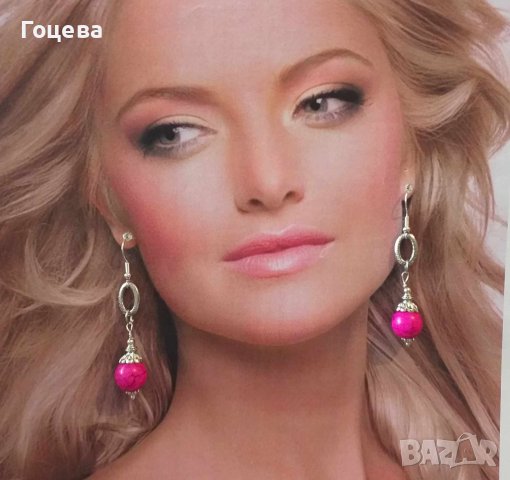 Разкошен комплект обици и колие с розов Тюркоаз и орнаменти цвят сребро , снимка 3 - Бижутерийни комплекти - 41668951