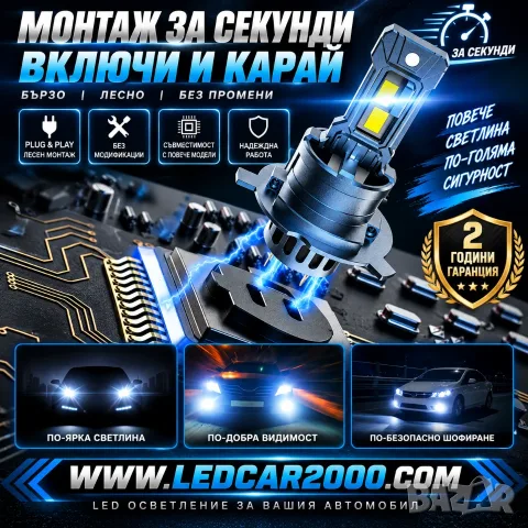LED КРУШКИ 80W H1 H4 H7 – 3570 CSP | 6500K | IP68 | PLUG & PLAY, снимка 8 - Аксесоари и консумативи - 56194033