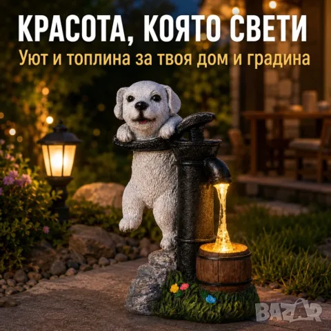 Соларна градинска лед лампа кученце. , снимка 3 - Градински мебели, декорация  - 55742291