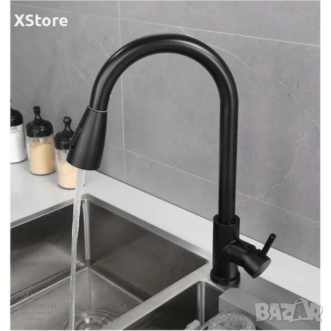 Кухненски смесител с издърпващ се душ, снимка 4 - Смесители - 52588656