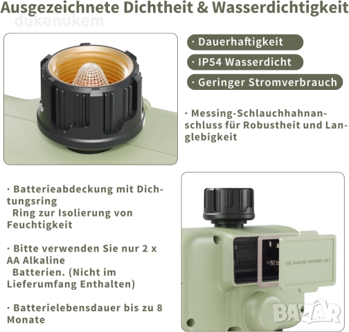 Автоматичен компютър за поливане, таймер с 3 изхода, Rain Delay, LCD дисплей, снимка 6 - Напояване - 52546328