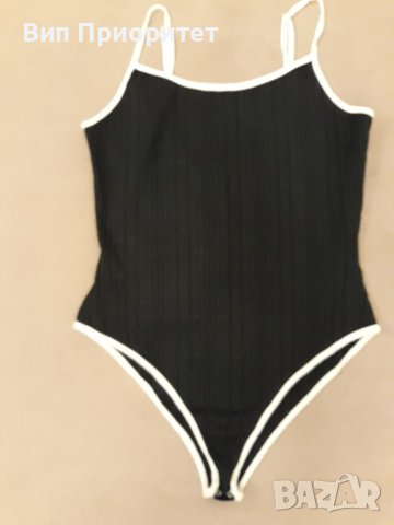 Черна боди с тънка бяла презрамка - секси модел, снимка 3 - Корсети, бюстиета, топове - 39217771