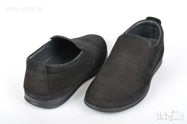 НОВО! Черни мъжки обувки от естествен велур, снимка 3 - Спортно елегантни обувки - 40412456